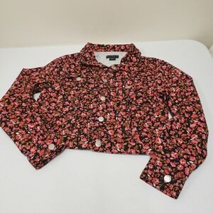 Social Standard by Sanctuary Girls Floral Snap Crop Jacket Size XL 14-16